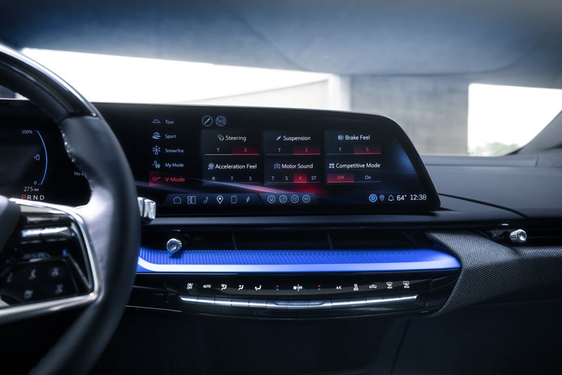 The 2026 OPTIQ-V Display Screen Displaying the V-Mode Settings | Bob Johnson Cadillac in ROCHESTER NY