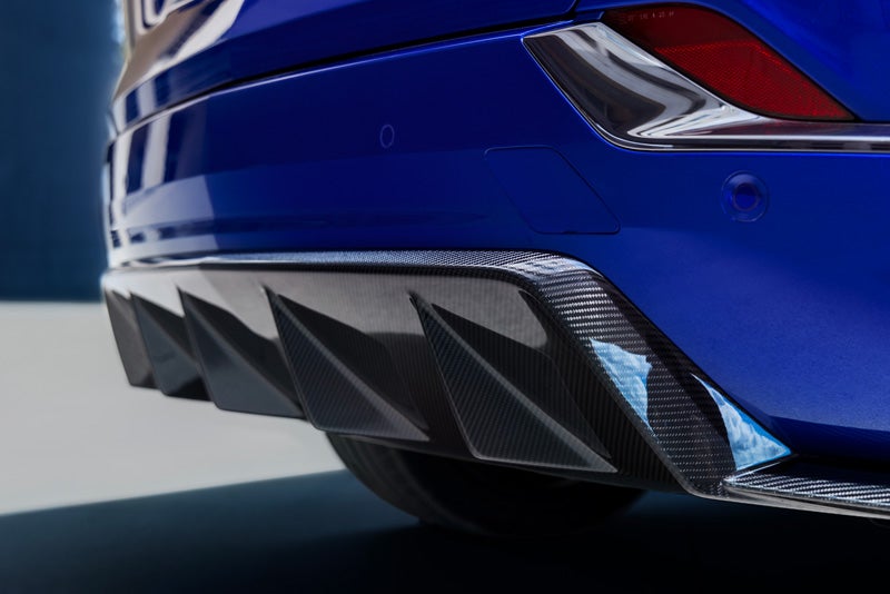 Close-up of the Genuine Carbon Fiber on the Rear End of the 2026 OPTIQ-V | Bob Johnson Cadillac in ROCHESTER NY